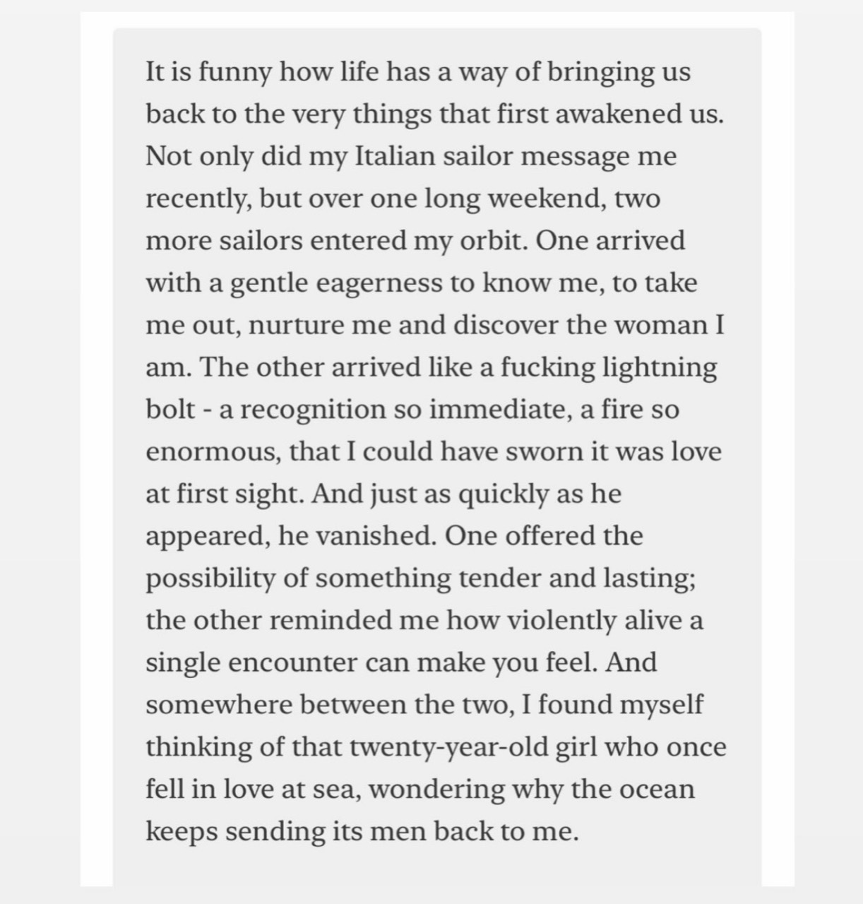 Original supplied page for The ocean returns